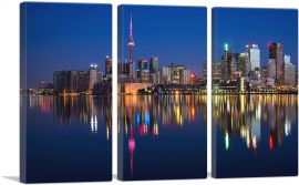 Toronto Canada Skyline Night View-3-Panels-60x40x1.5 Thick
