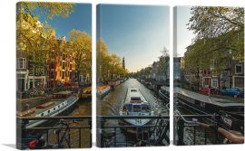 Canal of Amsterdam Netherlands-3-Panels-60x40x1.5 Thick
