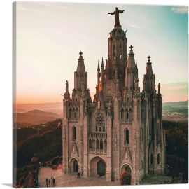 Cathedral in Barcelona Spain Square-1-Panel-18x18x1.5 Thick