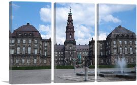 Christianborg Castle Danish Parliament Copenhagen Denmark-3-Panels-90x60x1.5 Thick