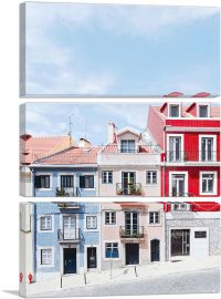 Colorful Townhouses on a Hill Lisboa Portugal-3-Panels-90x60x1.5 Thick