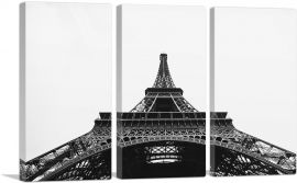 Ground View of the Eiffel Tower Paris France-3-Panels-60x40x1.5 Thick