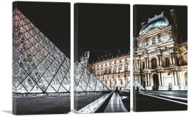 The Louvre Museum Paris France-3-Panels-90x60x1.5 Thick