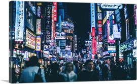 Busy Market Street at Night Tokyo Japan-1-Panel-18x12x1.5 Thick