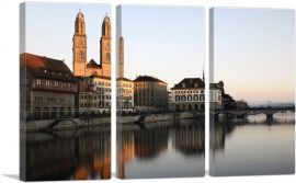 Church Towers Zurich Switzerland-3-Panels-90x60x1.5 Thick