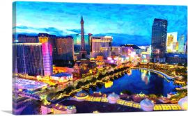 Las Vegas Nevada Cityscape Skyline Blue Sky-1-Panel-12x8x.75 Thick