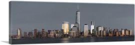 NYC Golden New York City Skyline Freedom Tower-1-Panel-36x12x1.5 Thick