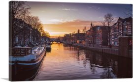 Canal in Amsterdam Netherlands-1-Panel-40x26x1.5 Thick