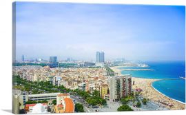 Barcelona, Spain - Beaches and Skyline-1-Panel-26x18x1.5 Thick