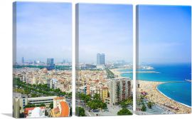 Barcelona, Spain - Beaches and Skyline-3-Panels-90x60x1.5 Thick