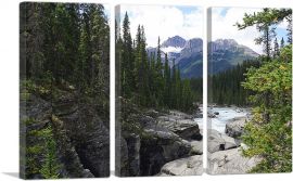 Canada Canyon Forest Mountains and a Stream-3-Panels-90x60x1.5 Thick