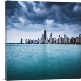 Chicago Skyline Lake Michigan-1-Panel-18x18x1.5 Thick
