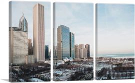 Chicago Skyline Winter-3-Panels-90x60x1.5 Thick