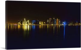 Doha Capital of Qatar Night Skyline-1-Panel-40x26x1.5 Thick