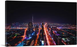 Dubai United Arab Emirates Night View-1-Panel-18x12x1.5 Thick
