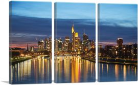 Frankfurt Germany Sunset Skyline-3-Panels-60x40x1.5 Thick