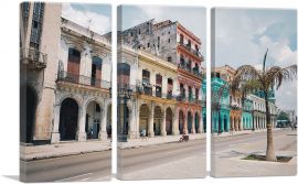 Havana Cuba Beachfront Street-3-Panels-60x40x1.5 Thick