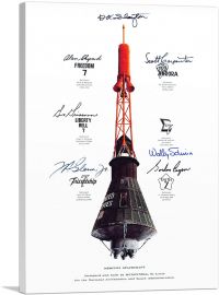 NASA Mercury Spacecraft Autographed by Astronauts-1-Panel-60x40x1.5 Thick