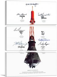 NASA Mercury Spacecraft Autographed by Astronauts-3-Panels-90x60x1.5 Thick