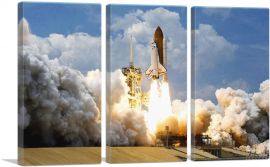 NASA Rocket Blasts Off Into Outer Space-3-Panels-90x60x1.5 Thick