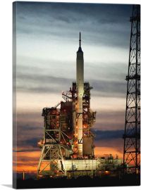 NASA Space Rocket on Launch Pad Ready for Takeoff-1-Panel-18x12x1.5 Thick