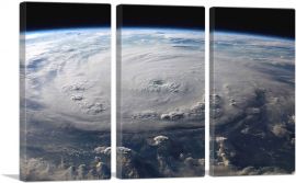 NASA Space Station Aerial View of a Storm Over Earth-3-Panels-90x60x1.5 Thick