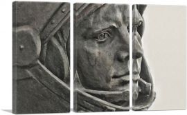 Russian Yuri Gagarin First Man in Space Statue-3-Panels-90x60x1.5 Thick