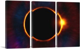 Solar Eclipse Moon Blocking Out Sun Rectangle-3-Panels-90x60x1.5 Thick