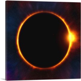 Solar Eclipse Moon Blocking Out Sun Square-1-Panel-18x18x1.5 Thick