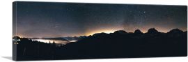 Starry Night Sky With Mountain Range-1-Panel-36x12x1.5 Thick
