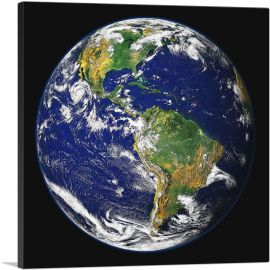 View from Space Earth North America South America Planet Earth-1-Panel-12x12x1.5 Thick