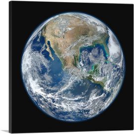 View from Space Earth North America USA Planet Earth-1-Panel-26x26x.75 Thick