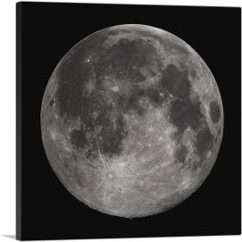 Full Moon at Night With Craters Stark Gray-1-Panel-18x18x1.5 Thick
