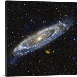 Andromeda Spiral Galaxy in Blue Square Hubble Telescope