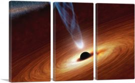 Black Holes Monsters in Space with Major Flare Jet-3-Panels-60x40x1.5 Thick