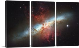 Hubble Telescope Starburst Galaxy Messier 82-3-Panels-90x60x1.5 Thick