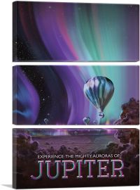 Jupiter Jovian Cloudscape Mighty Auroras NASA Poster-3-Panels-60x40x1.5 Thick