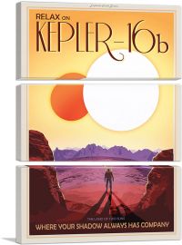 Kepler16B Double Star Orbiter Land of Two Suns NASA Poster-3-Panels-60x40x1.5 Thick