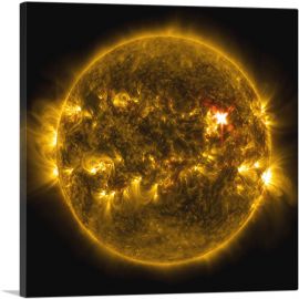 Burning Yellow Sun Star-1-Panel-12x12x1.5 Thick