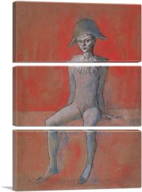 Seated Harlequin with a Red Background 1905-3-Panels-90x60x1.5 Thick