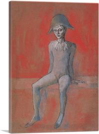 Seated Harlequin with a Red Background 1905-1-Panel-60x40x1.5 Thick