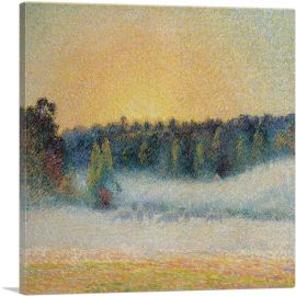 Prairie With Cows Mist Coloring Sun At Eragny 1891-1-Panel-12x12x1.5 Thick