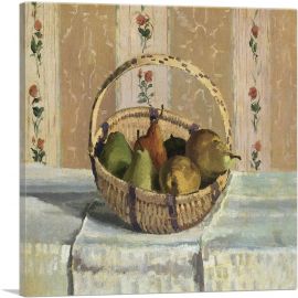 Still Life Apples And Pears In a Round Basket-1-Panel-18x18x1.5 Thick