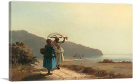 Two Women Chatting By The Sea St. Thomas 1856-1-Panel-40x26x1.5 Thick