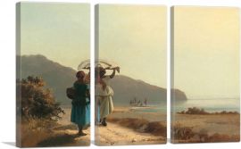 Two Women Chatting By The Sea St. Thomas 1856-3-Panels-90x60x1.5 Thick