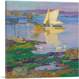 Boat At Dock-1-Panel-12x12x1.5 Thick