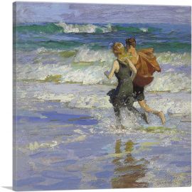 At the Beach Couple Running-1-Panel-36x36x1.5 Thick