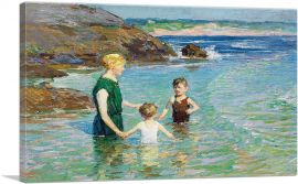 At the Beach Woman With Children-1-Panel-12x8x.75 Thick
