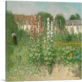 Garden With Hollyhocks-1-Panel-26x26x.75 Thick