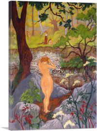 Nude Fixing Her Hair by a Pond 1897-1-Panel-12x8x.75 Thick